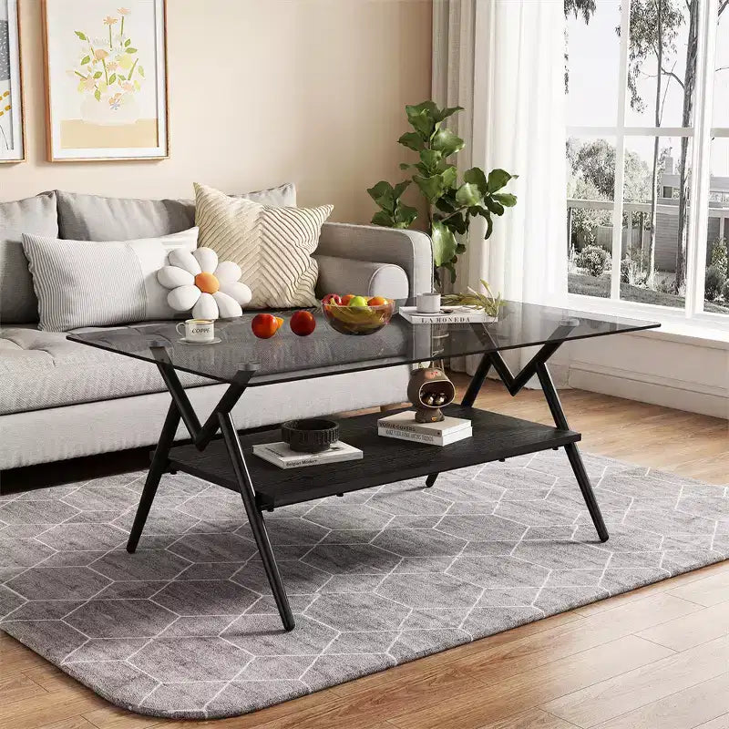 Table basse moderne en verre