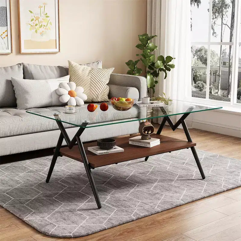 Table basse moderne en verre