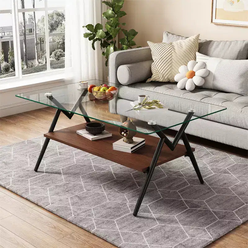 Table basse moderne en verre