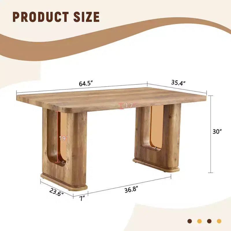 Table à manger moderne en bois avec pieds en forme de U