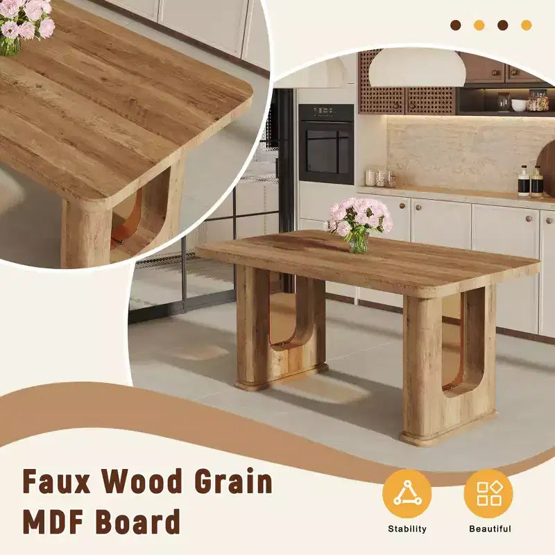 Table à manger moderne en bois avec pieds en forme de U