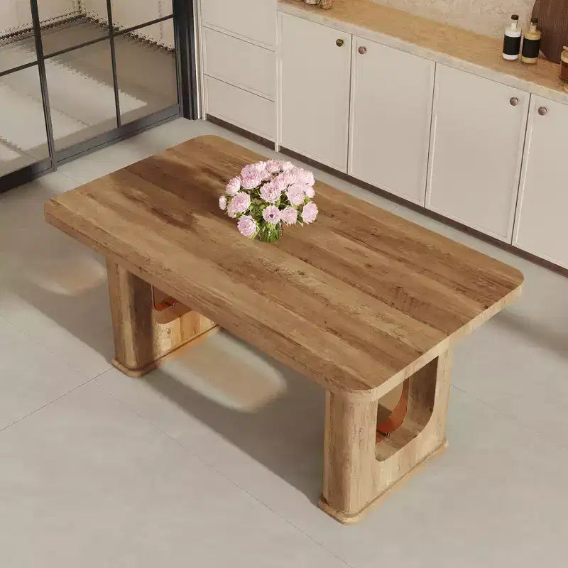 Table à manger moderne en bois avec pieds en forme de U