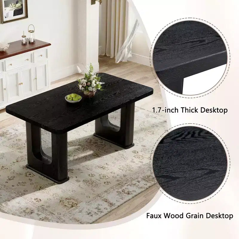 Table à manger moderne en bois avec pieds en forme de U