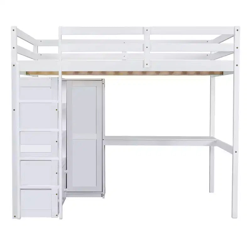 Lit mezzanine double en bois