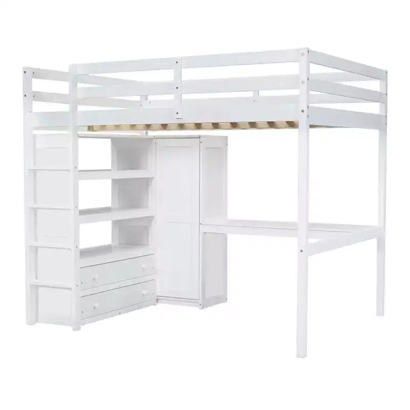Lit mezzanine double en bois