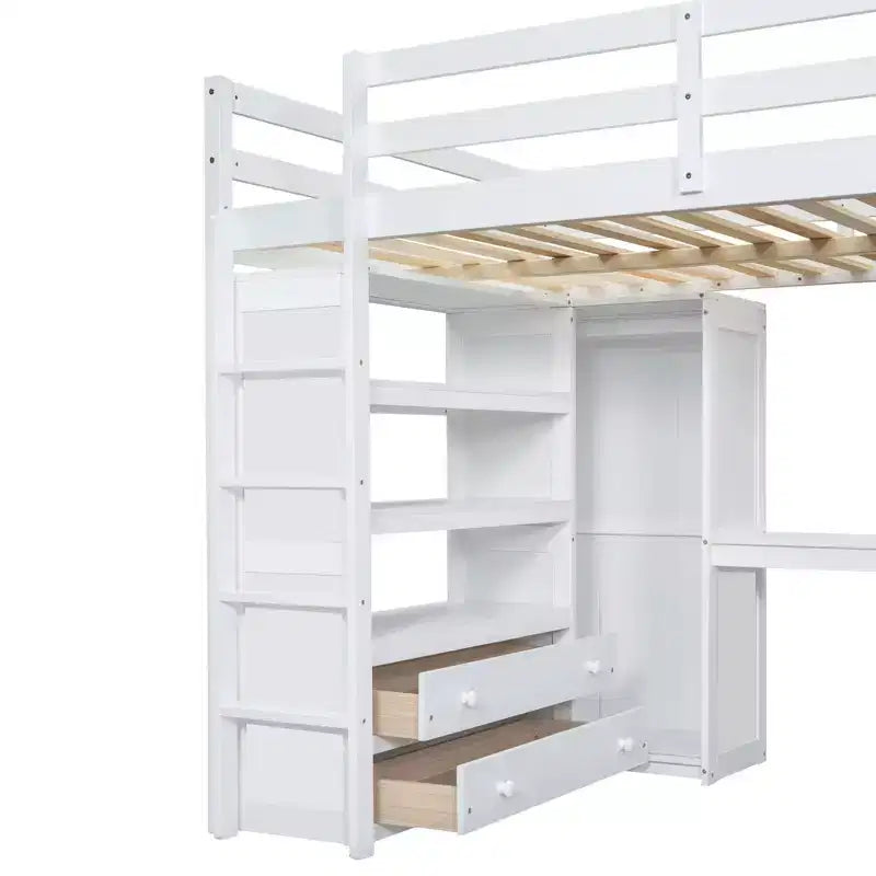 Lit mezzanine double en bois