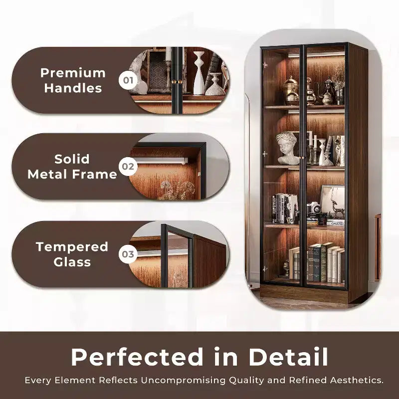 Vitrine à vaisselle en verre à quatre niveaux