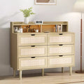 Bestier 6-Drawer Dresser with LED Lights Built-In AC Outlets & USB Ports Concealed Handles and Smooth Slides