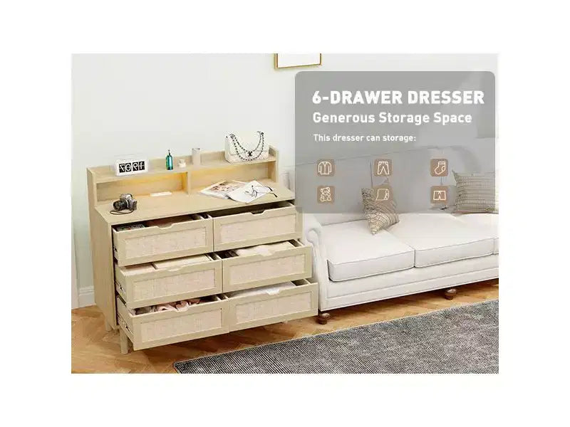 Commode à six tiroirs avec lumières LED