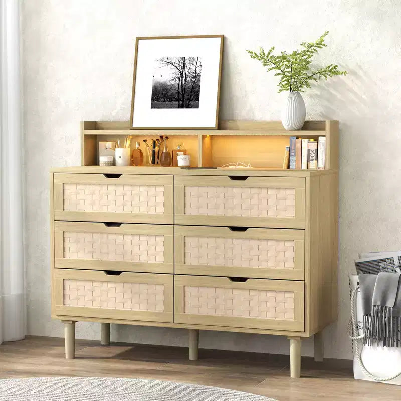 Commode à six tiroirs avec lumières LED