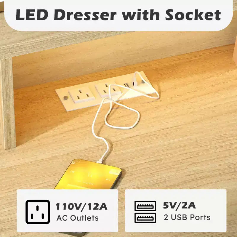 Commode à six tiroirs avec lumières LED