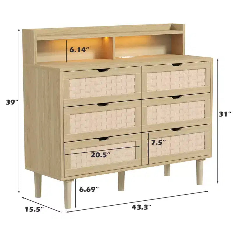 Commode à six tiroirs avec lumières LED
