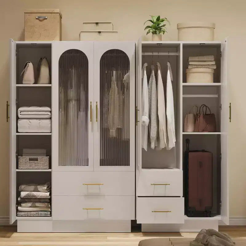 Armoire blanche, meuble de rangement à double porte