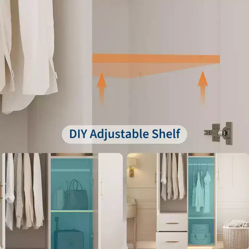 Armoire blanche, meuble de rangement à double porte
