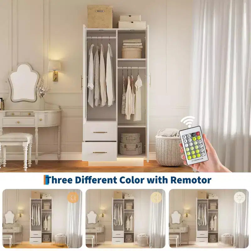 Armoire blanche, meuble de rangement à double porte