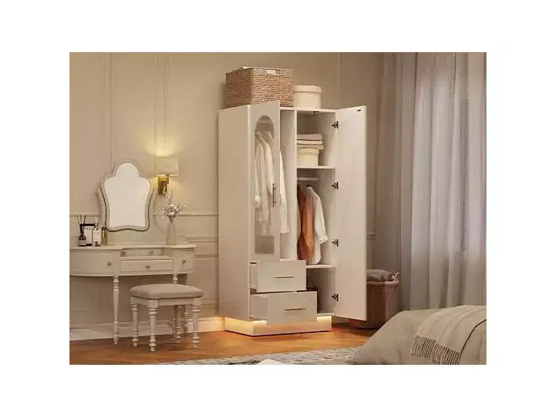 Armoire blanche, meuble de rangement à double porte