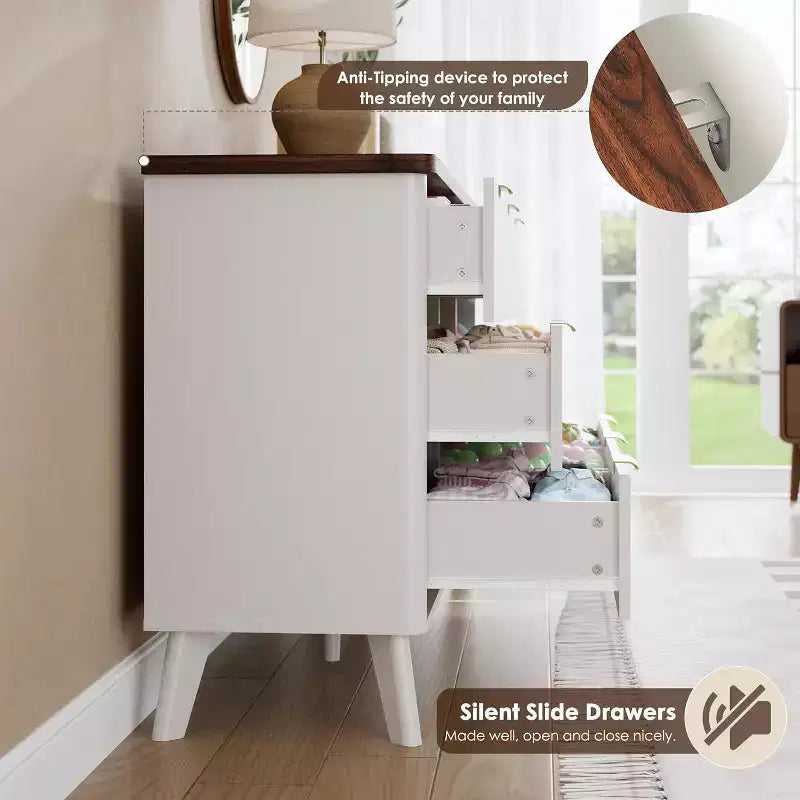 Commode à neuf tiroirs avec rainures