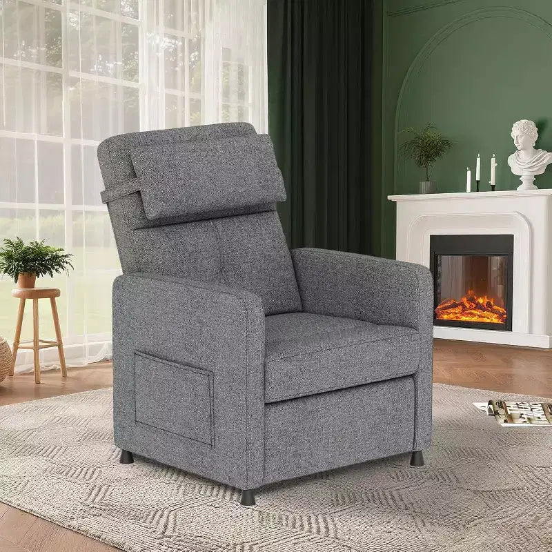 Electric Recliner Chair with Massage Heat Lumbar Support Adjustable Power Reclining USB Port Side Pockets Living Room Seating Gray