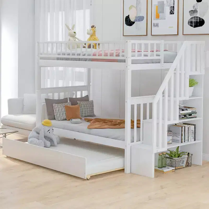Lit superposé avec lit escamotable et rangement