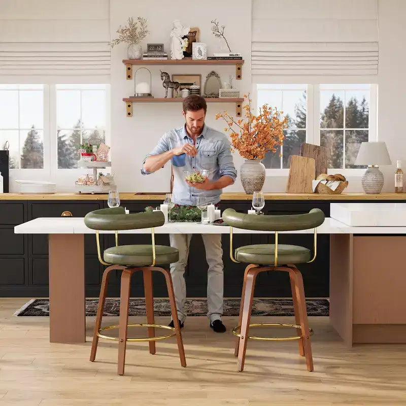 Tabouret de bar pivotant, chaise de comptoir hauteur mi-hauteur moderne médiévale