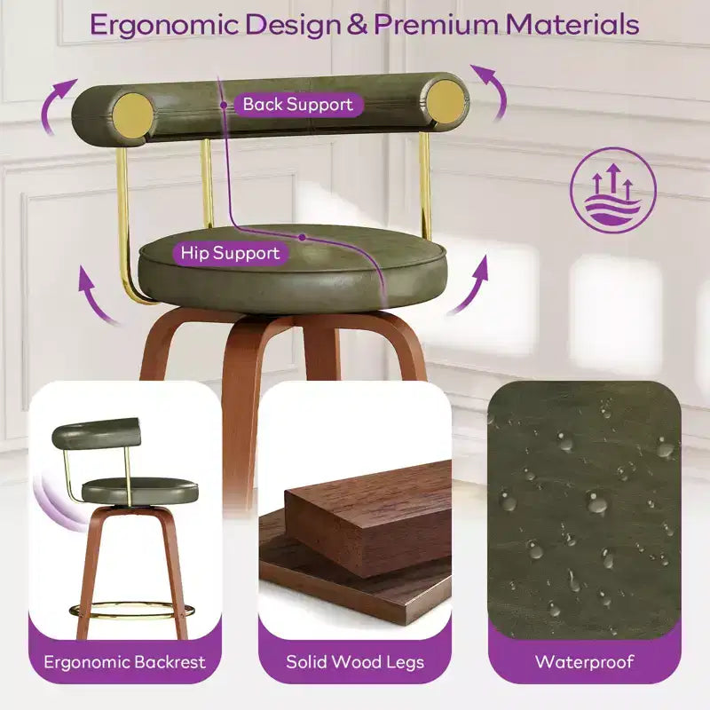 Tabouret de bar pivotant, chaise de comptoir hauteur mi-hauteur moderne médiévale