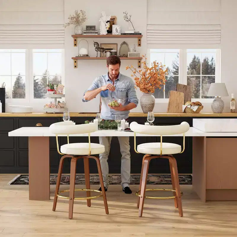 Tabouret de bar pivotant, chaise de comptoir hauteur mi-hauteur moderne médiévale