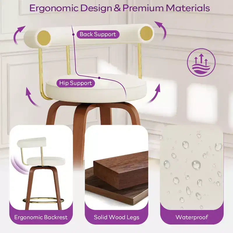 Tabouret de bar pivotant, chaise de comptoir hauteur mi-hauteur moderne médiévale