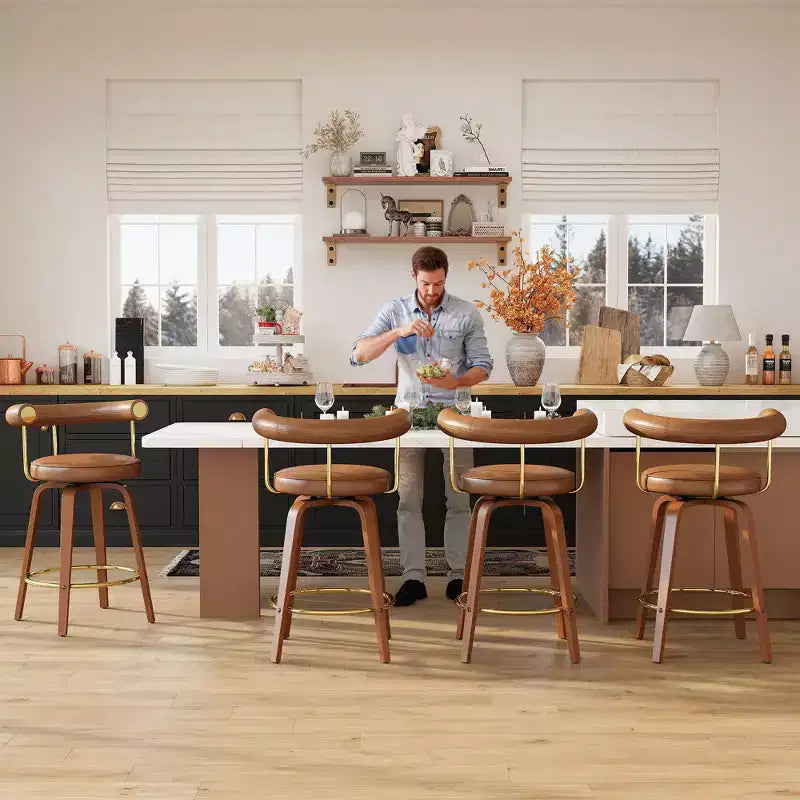Tabouret de bar pivotant, chaise de comptoir hauteur mi-hauteur moderne médiévale