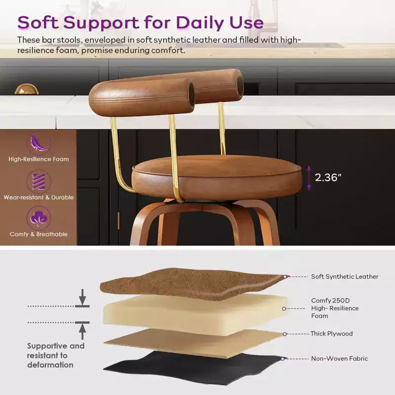 Tabouret de bar pivotant, chaise de comptoir hauteur mi-hauteur moderne médiévale