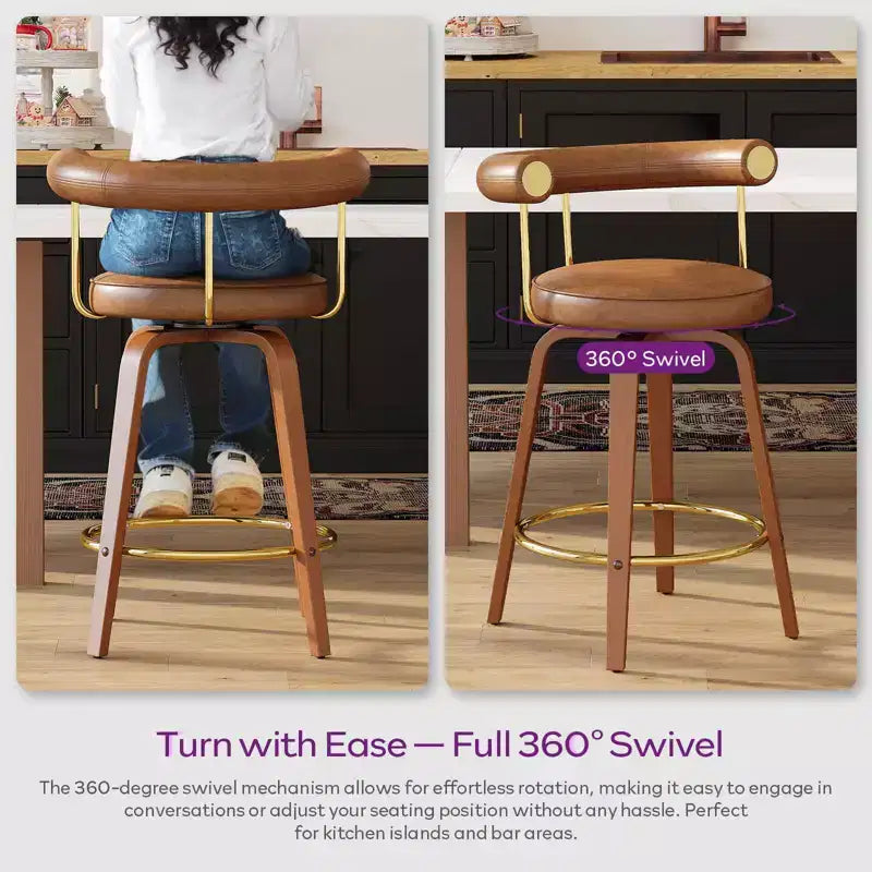 Tabouret de bar pivotant, chaise de comptoir hauteur mi-hauteur moderne médiévale