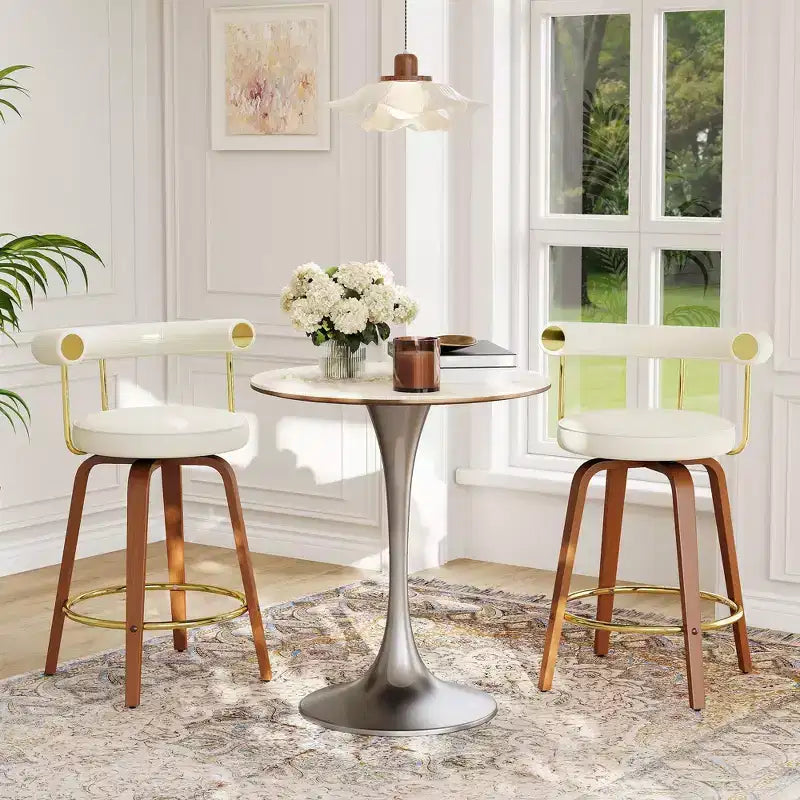 Tabouret de bar pivotant, chaise de comptoir hauteur mi-hauteur moderne médiévale