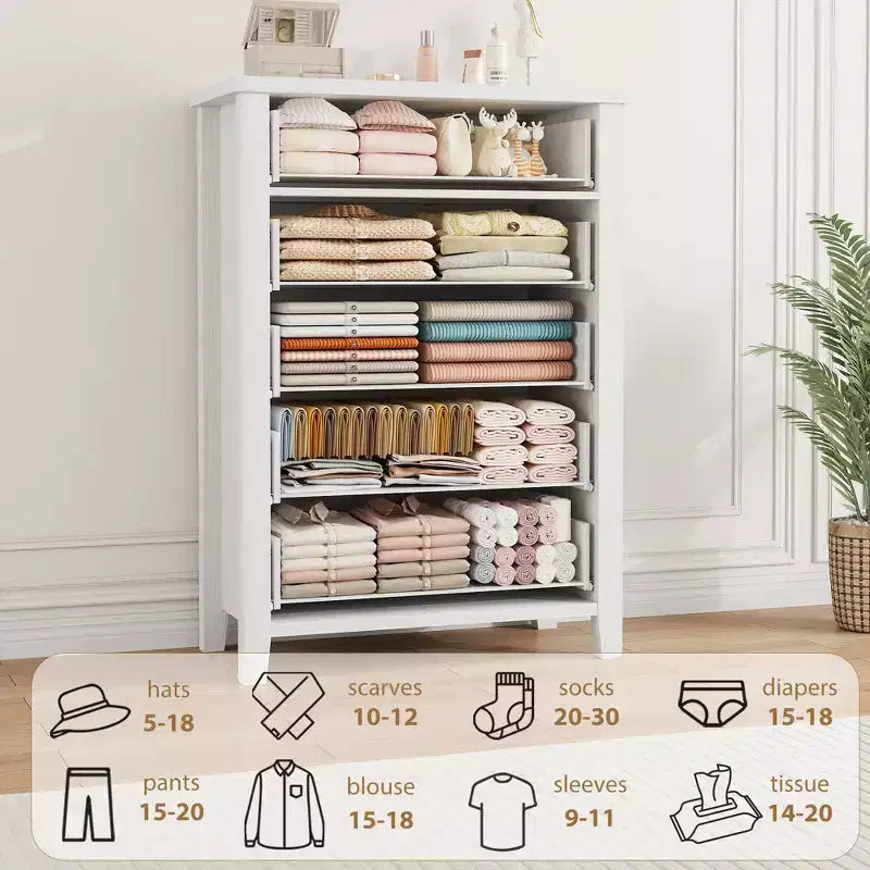 Commode champêtre à cinq tiroirs, idéale pour les chambres à coucher