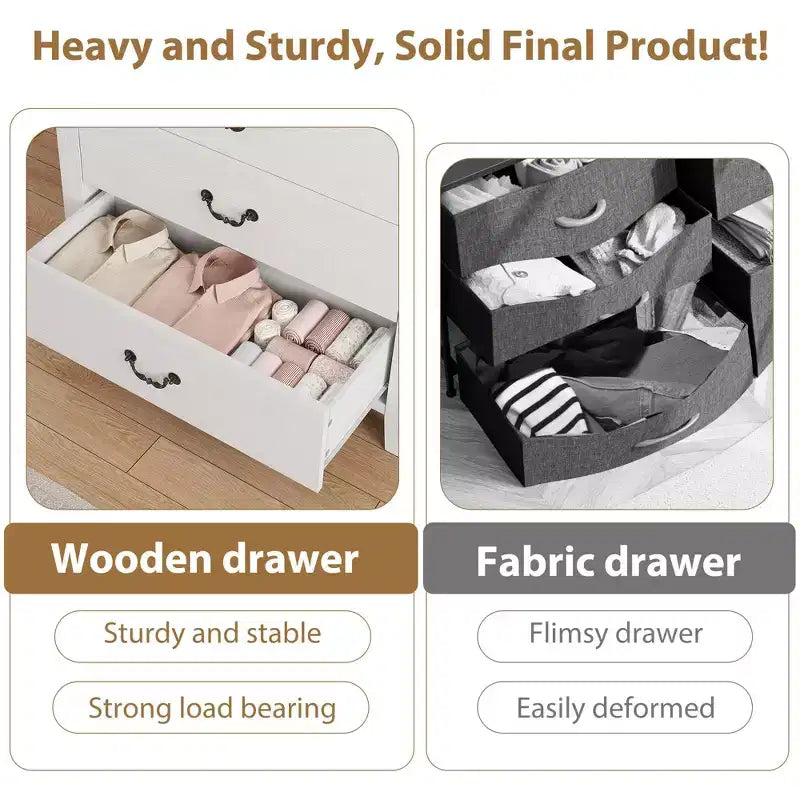 Commode champêtre à cinq tiroirs, idéale pour les chambres à coucher