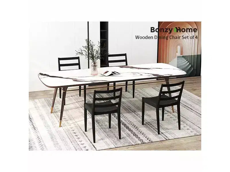 Chaise de salle à manger avec dossier incurvé en bois