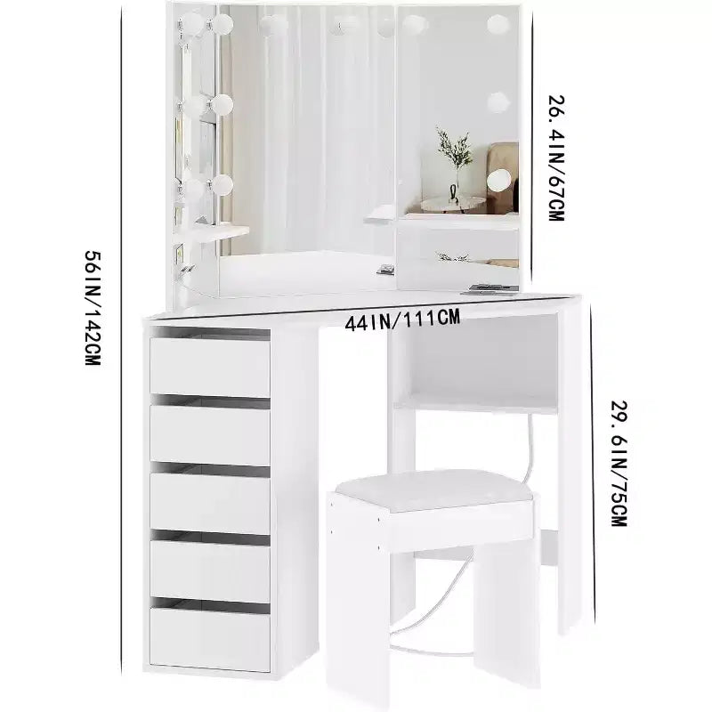 Coiffeuse d'angle avec miroir