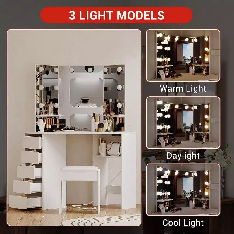 Coiffeuse d'angle avec miroir