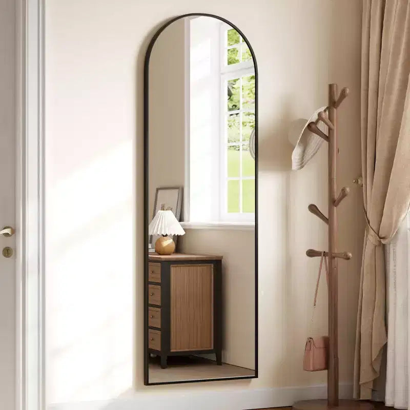 Full Length Mirror with LED Lights Aluminum Frame Arched or Square Floor Standing Mirror with Glass for Bedroom Vanity