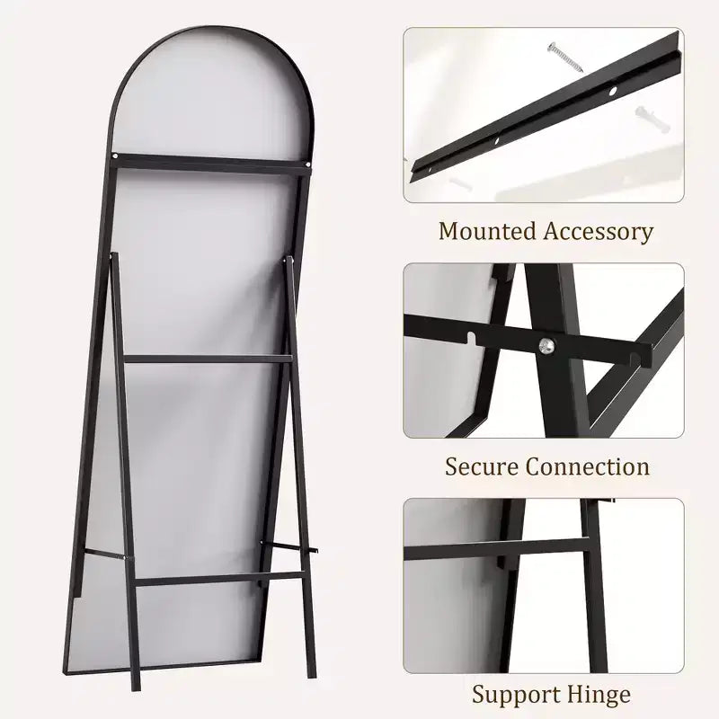 Miroir sur pied arqué avec lumières LED