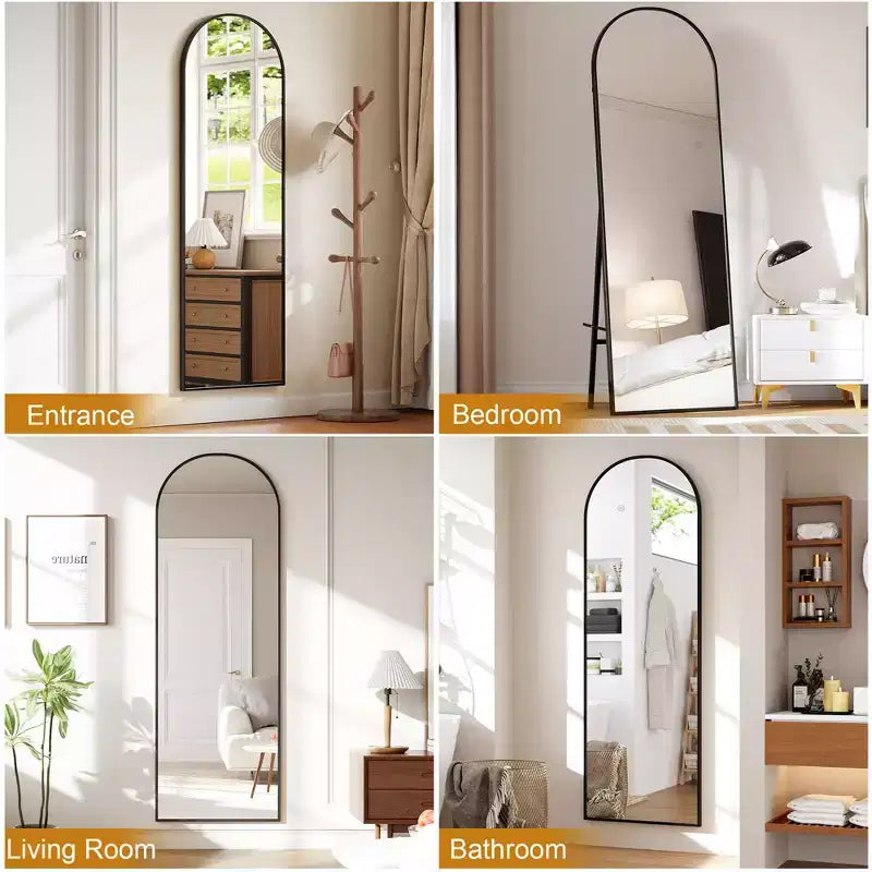 Miroir sur pied arqué avec lumières LED