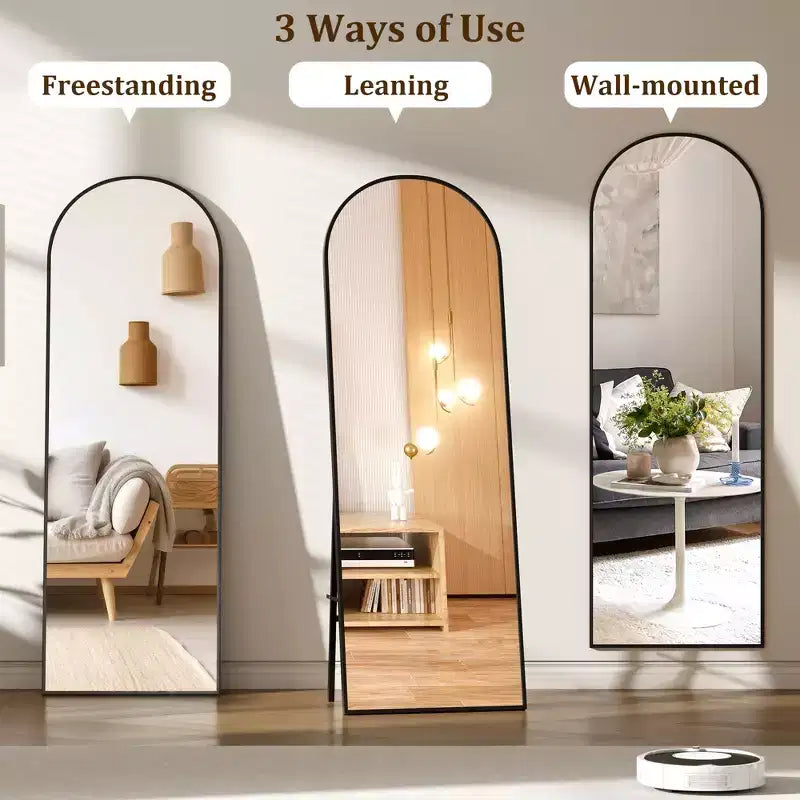 Miroir sur pied arqué avec lumières LED
