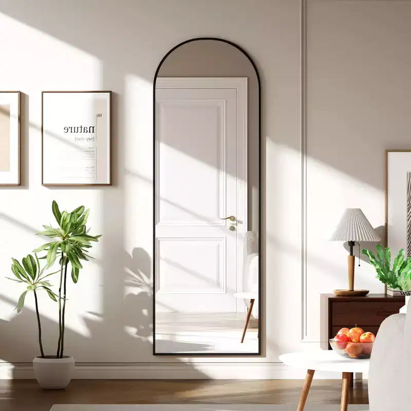 Miroir sur pied arqué avec lumières LED