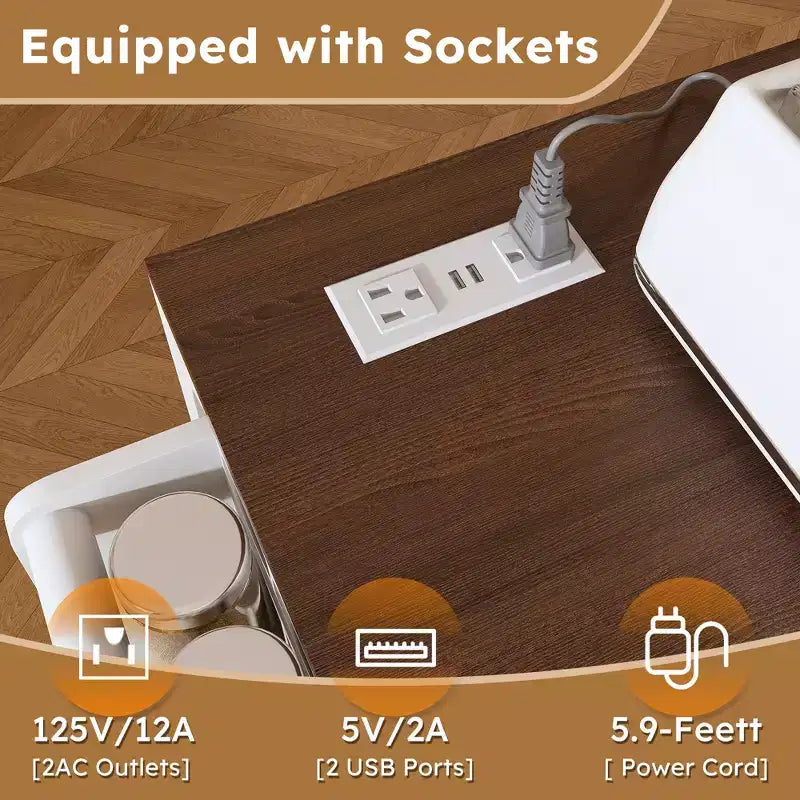 Ilot de cuisine extensible avec espace de rangement et roulettes