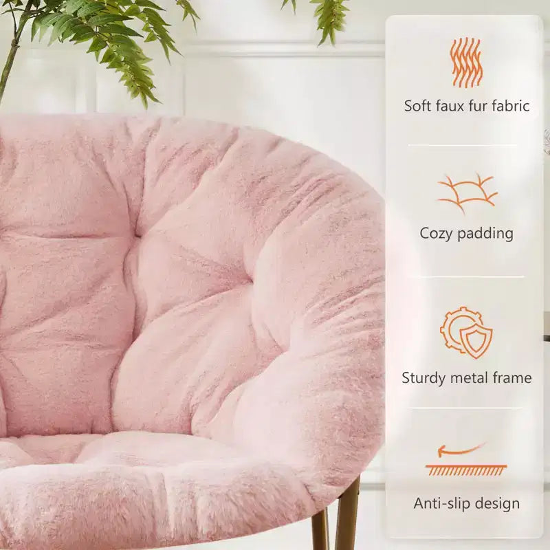 Fauteuil confortable moderne en fausse fourrure
