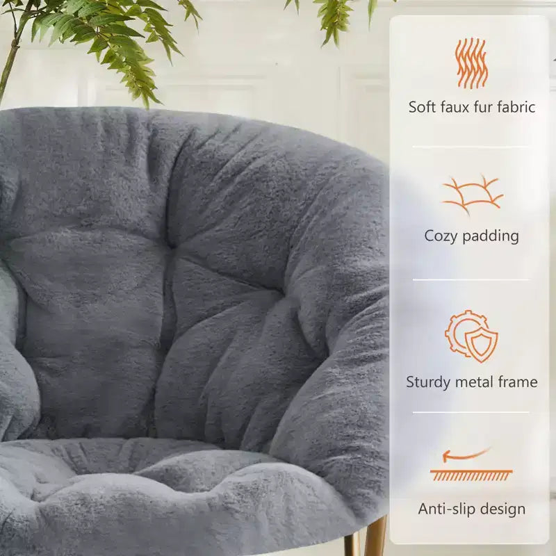 Fauteuil confortable moderne en fausse fourrure