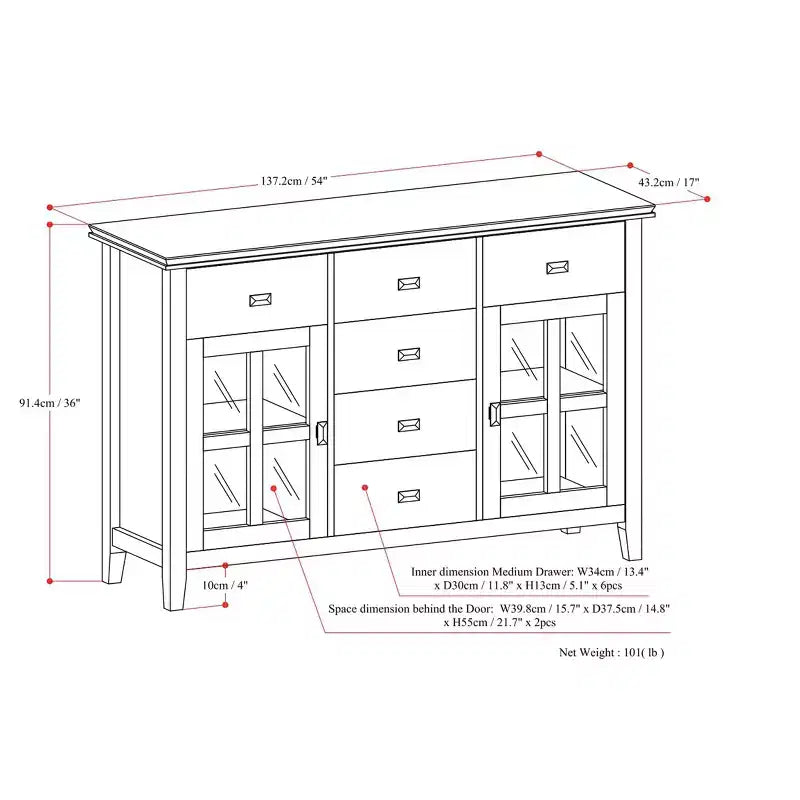Buffet en bois massif de style transition