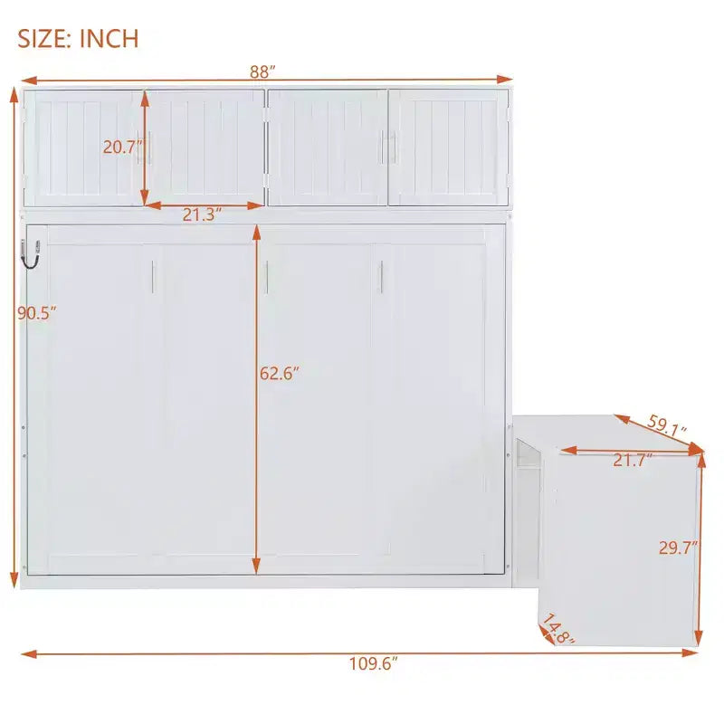 Lit escamotable mural moderne grand format (Queen Size)