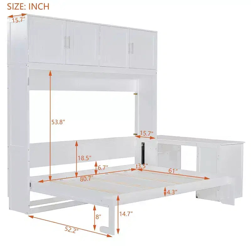 Lit escamotable mural moderne grand format (Queen Size)