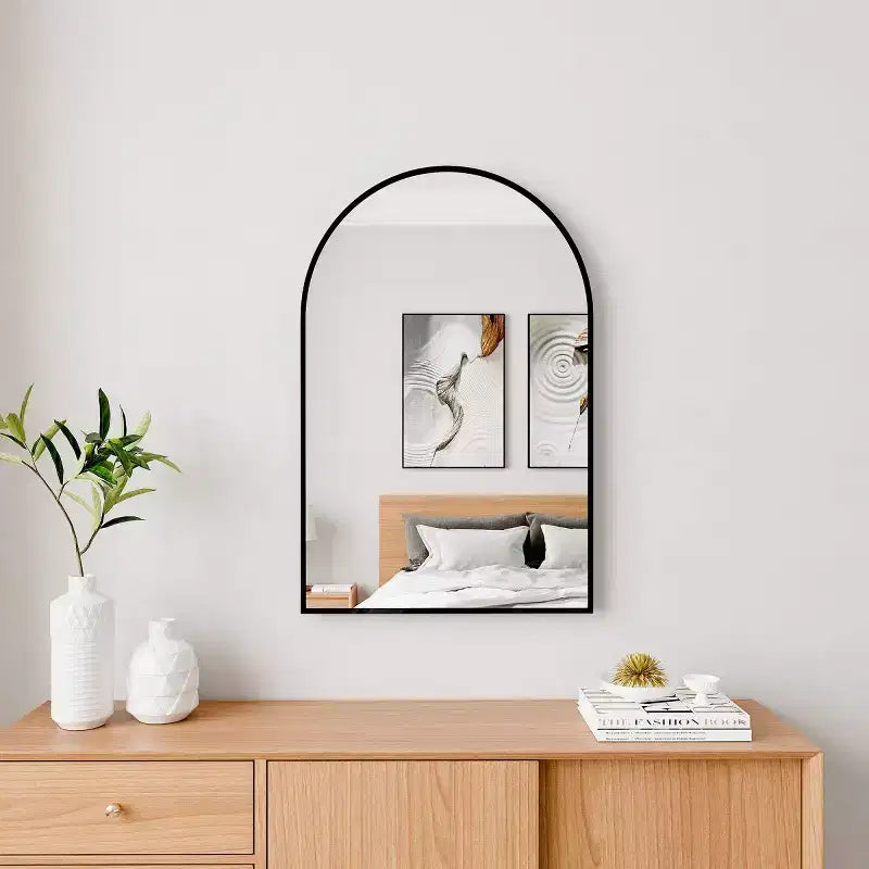 Contemporary 36 x 24 Arched Wall Mirror Arch-shaped Bathroom Vanity Mirror with Aluminum Alloy Frame - Panipeachy