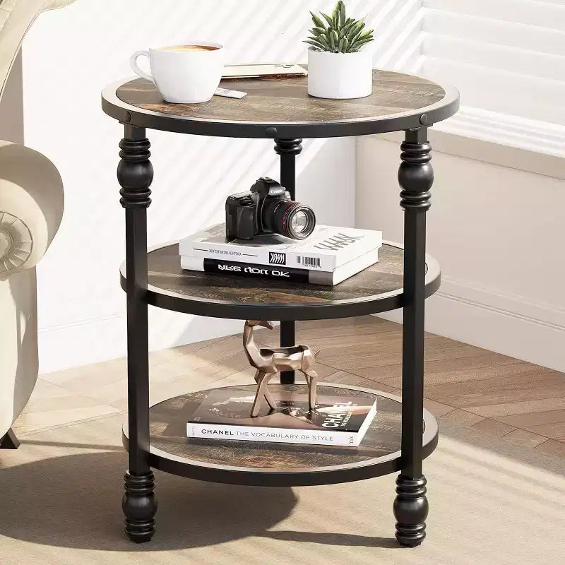 Table de chevet en métal et bois/table de chevet