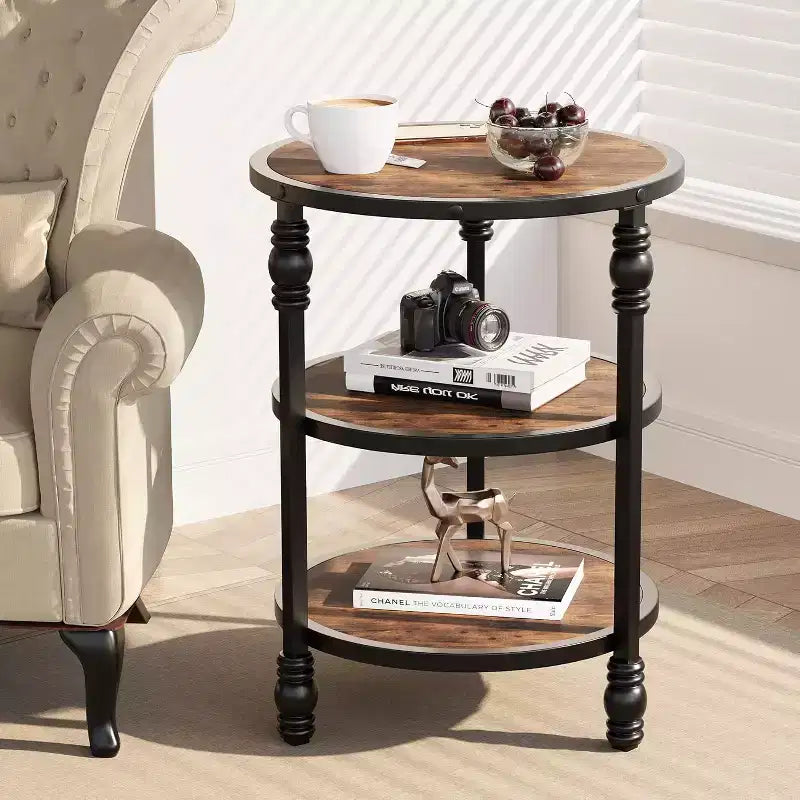 Table de chevet en métal et bois/table de chevet